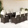 Image de vidaXL Ensemble à manger de jardin et coussins 9 pcs marron poly rotin