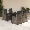 Image de vidaXL Ensemble à manger de jardin 5 pcs coussins gris résine tressée