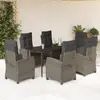 Image de vidaXL Ensemble à manger de jardin et coussins 7 pcs gris rotin