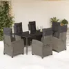 Image de vidaXL Ensemble à manger de jardin et coussins 7 pcs gris rotin