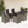 Image de vidaXL Ensemble à manger de jardin et coussins 7 pcs gris rotin