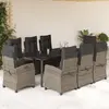 Image de vidaXL Ensemble à manger de jardin 9 pcs coussins gris résine tressée