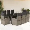 Image de vidaXL Ensemble à manger de jardin 9 pcs coussins gris résine tressée