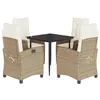 Image de vidaXL Ensemble à manger de jardin avec coussins 5pcs Beige poly rotin