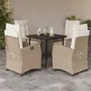 Image de vidaXL Ensemble à manger de jardin avec coussins 5pcs Beige poly rotin