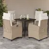 Image de vidaXL Ensemble à manger de jardin avec coussins 5pcs Beige poly rotin