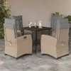 Image de vidaXL Ensemble à manger de jardin coussins 5 pcs mélange beige rotin