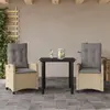 Image de vidaXL Ensemble à manger de jardin et coussins 3 pcs mélange beige