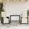 Image de vidaXL Ensemble à manger de jardin avec coussins 3 pcs Noir