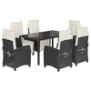Image de vidaXL Ensemble à manger de jardin coussins 7pcs Noir Résine tressée