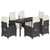 Image de vidaXL Ensemble à manger de jardin coussins 7pcs Noir Résine tressée