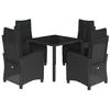 Image de vidaXL Ensemble à manger de jardin coussins 5pcs Noir Résine tressée