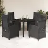 Image de vidaXL Ensemble à manger de jardin coussins 5pcs Noir Résine tressée