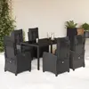 Image de vidaXL Ensemble à manger de jardin coussins 7pcs Noir Résine tressée