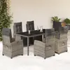 Image de vidaXL Ensemble à manger de jardin et coussins 7 pcs gris rotin