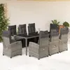 Image de vidaXL Ensemble à manger de jardin 9 pcs coussins gris résine tressée