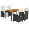 Image de vidaXL Ensemble à manger de jardin coussins 7pcs Noir Résine tressée