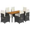 Image de vidaXL Ensemble à manger de jardin coussins 7pcs Noir Résine tressée