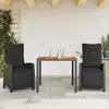 Image de vidaXL Ensemble à manger de jardin avec coussins 3 pcs Noir