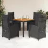 Image de vidaXL Ensemble à manger de jardin coussins 5pcs Noir Résine tressée