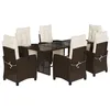Image de vidaXL Ensemble à manger de jardin et coussins 7 pcs marron rotin