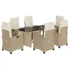 Image de vidaXL Ensemble à manger de jardin et coussins 7 pcs beige poly rotin