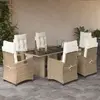 Image de vidaXL Ensemble à manger de jardin et coussins 7 pcs beige poly rotin