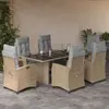 Image de vidaXL Ensemble à manger de jardin coussins 7 pcs mélange beige rotin