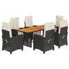 Image de vidaXL Ensemble à manger de jardin coussins 7pcs Noir Résine tressée