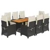 Image de vidaXL Ensemble à manger de jardin 9pcs coussins noir résine tressée