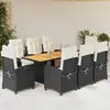 Image de vidaXL Ensemble à manger de jardin 9pcs coussins noir résine tressée