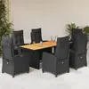 Image de vidaXL Ensemble à manger de jardin coussins 7pcs Noir Résine tressée