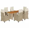 Image de vidaXL Ensemble à manger de jardin et coussins 7 pcs beige poly rotin