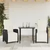Image de vidaXL Ensemble à manger de jardin avec coussins 3 pcs Noir