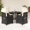 Image de vidaXL Ensemble à manger de jardin coussins 5pcs Noir Résine tressée