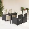 Image de vidaXL Ensemble à manger de jardin coussins 5pcs Noir Résine tressée