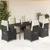 Image de vidaXL Ensemble à manger de jardin coussins 7pcs Noir Résine tressée