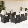 Image de vidaXL Ensemble à manger de jardin 9pcs coussins noir résine tressée