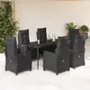 Image de vidaXL Ensemble à manger de jardin coussins 7pcs Noir Résine tressée