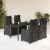 Image de vidaXL Ensemble à manger de jardin coussins 5pcs Noir Résine tressée