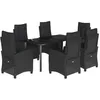 Image de vidaXL Ensemble à manger de jardin coussins 7pcs Noir Résine tressée