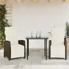 Image de vidaXL Ensemble à manger de jardin 3 pcs et coussins marron poly rotin