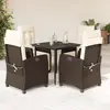 Image de vidaXL Ensemble à manger de jardin 5 pcs et coussins marron poly rotin