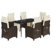 Image de vidaXL Ensemble à manger de jardin et coussins 7 pcs marron rotin