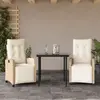 Image de vidaXL Ensemble à manger de jardin et coussins 3 pcs Beige poly rotin