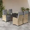 Image de vidaXL Ensemble à manger de jardin coussins 5 pcs mélange beige rotin