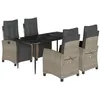 Image de vidaXL Ensemble à manger de jardin et coussins 5 pcs gris clair rotin