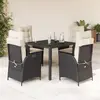 Image de vidaXL Ensemble à manger de jardin coussins 5pcs Noir Résine tressée