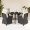 Image de vidaXL Ensemble à manger de jardin coussins 5pcs Noir Résine tressée