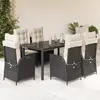 Image de vidaXL Ensemble à manger de jardin coussins 7pcs Noir Résine tressée